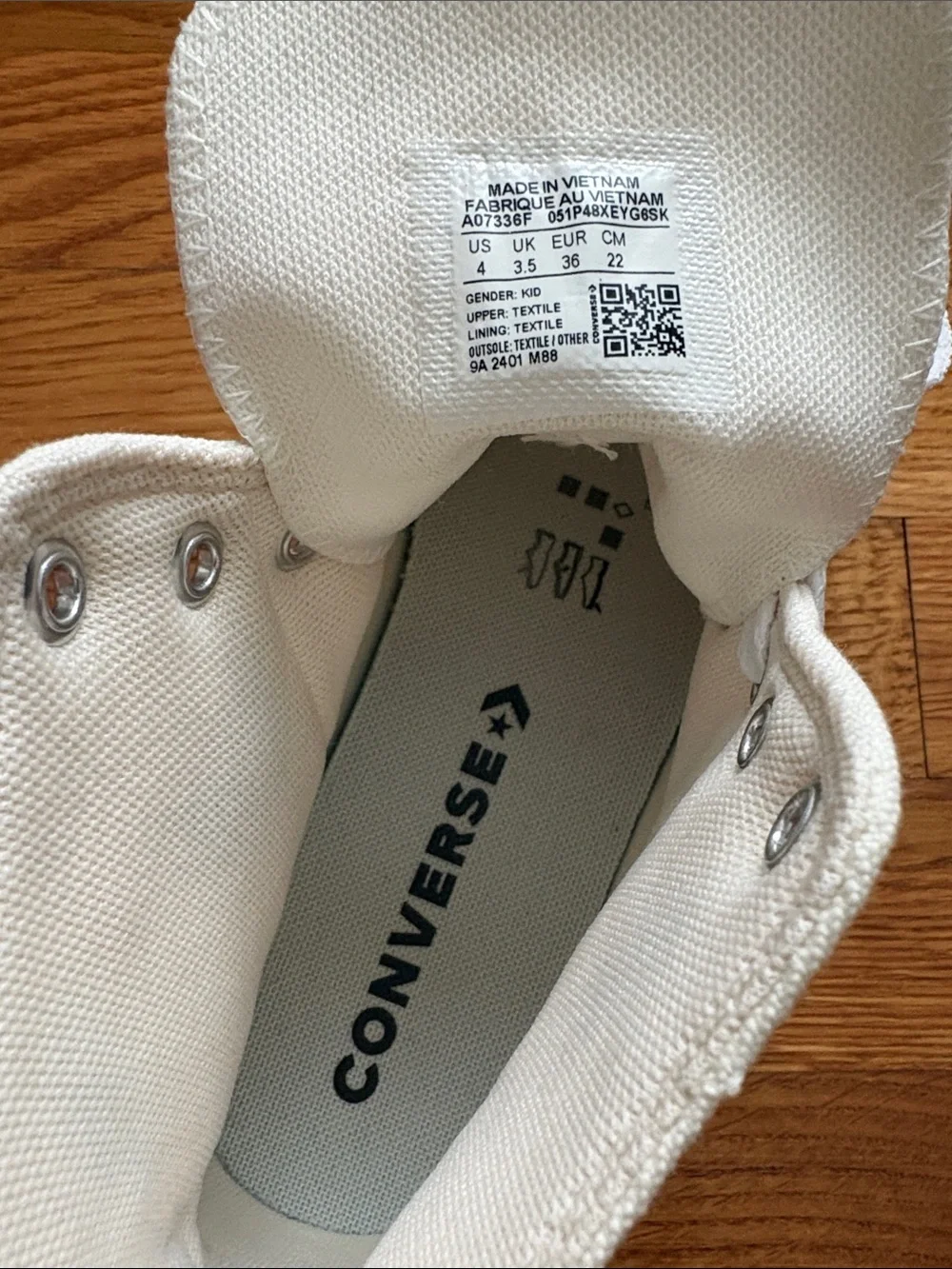 Converse Kids White High-Top Sneakers with Butterfly Accents